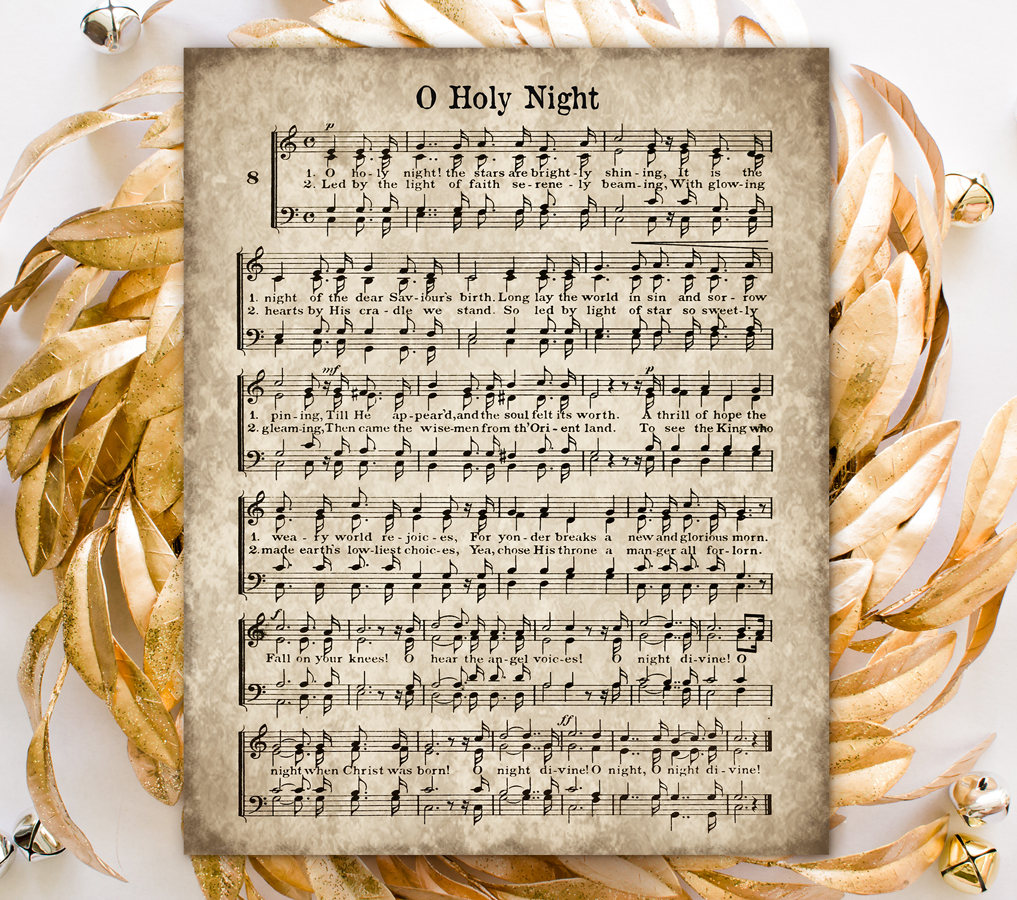 O Holy Night Printable Christmas Hymn Vintage Carol Instant
