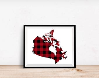 Canada Buffalo Plaid - 8x10 Canada print, Canada wall art, Canada printable, 8x10 printable art, buffalo plaid, home decor, dorm decor