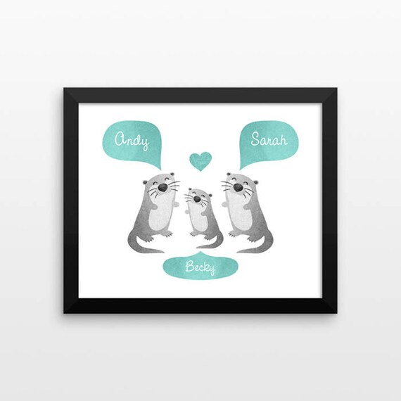 OTTER Nursery Art, Baby Room Decor, Animal Nursery Decor, Personalized Nursery Wall Art, Baby Shower Gift, Nursery Print, Kids Room Decor
