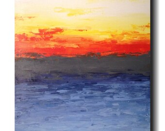 Abstract painting, on canvas, acrylic, wall art, blue, orange, living room decor, art, New York,JMJArtstudio,housewarming gift, sale,