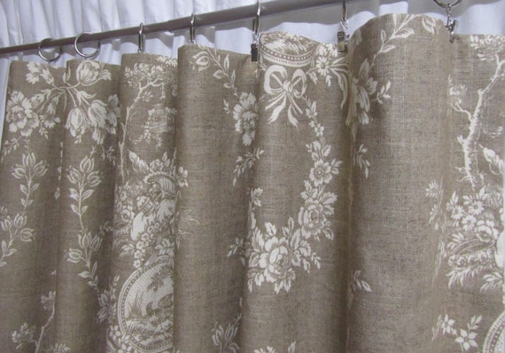 Items similar to French Country Curtains Neutral Toile 