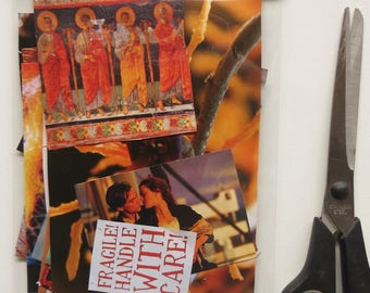 Collage kit, color coordinated, orange , art kit, paper goodies, clippings, journaling, scrapbooking
