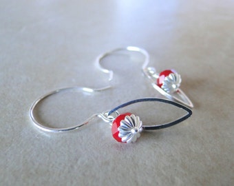 Red Chinese Crystal, Dainty Earrings