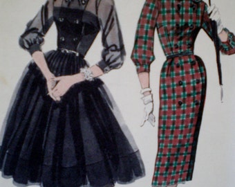 Vintage Butterick Misses and Jr Misses Two Skirted Dress Sewing Pattern #8312 Size 12 Bust Size 32** Epsteam