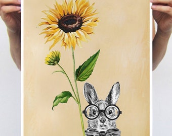 Rabbit Print, Rabbit Art Print, Rabbit Bunny Print, Rabbit Art, Bunny Print, Rabbit Wall Art, Orange, Rabbit Artwork, Wall Art,Nursery Decor