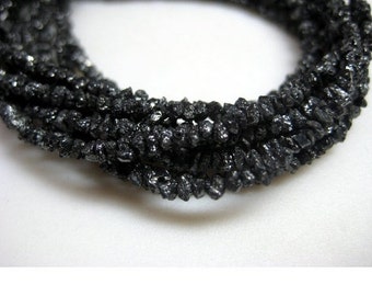 Black Rough Diamonds, Black Raw Diamond Beads, Black Uncut Diamonds, 4mm To 2mm, 4 Inch Strand, Diamond Necklace