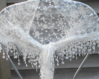 Festival Shawl,White Lace Scarf,White Bridal Shawl,Triangle Shawl,Bridal Scarf, White Fashion Scarf,Wedding Shawl,Mother of the Bride Shawl