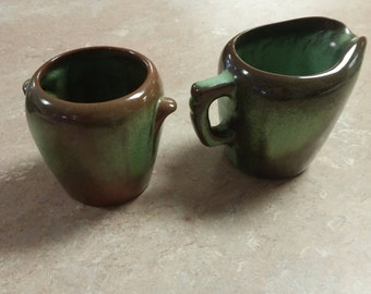 Frankoma Redware Pottery Creamer and open Sugar Bowl