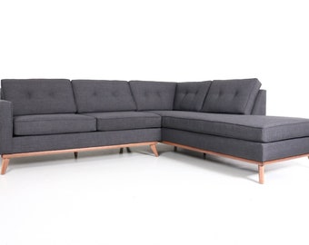 Mid Century Danish Modern Sectional Chaise Sofa