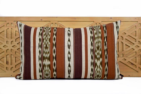 Boho Guatemalan Pillow Cover Brown Cream Rust Striped Simple Guatemalan Pillow Covers Boho Guatemalan Pillow Cover Brown Cream Rust Striped Simple Guatemalan Pillow Covers