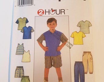 Vintage Simplicity Sewing Pattern 7990 Child's Pants or Shorts and Knit Top and Tank Top in Size 3, 4, 5, 6