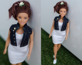 Barbie clothes / Curvy Barbie clothes / curvy Barbie jacket / curvy Barbie denim jacket / Fashionistas barbie clothes / curvy barbie gilet