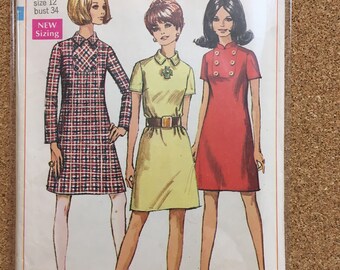 Vintage 1960's dress pattern size 12 - Simplicity 7757