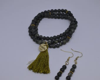 Russian Serpentine Bracelet & Earrings Set
