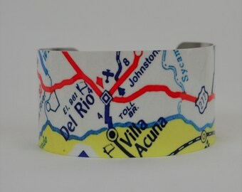 Del Rio Texas Map Cuff Bracelet