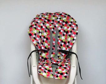 Graco baby accessory high chair cover, replacement baby chair pad, highchair cushion, feeding chair pad, kids nursery chair, dots on pink