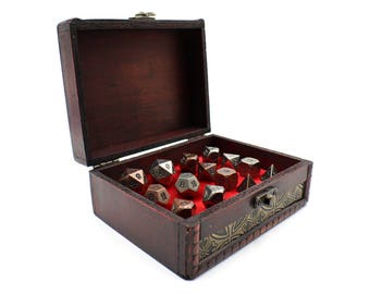 Twin Role Playing Metal Dice Sets with Storage Chest / Box for Dungeons and Dragons