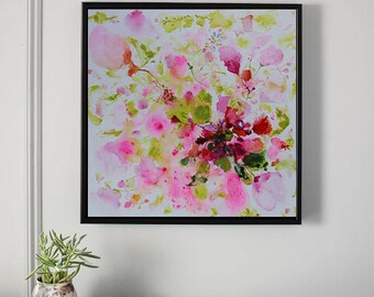 red,pink,light green,abstract flower painting,ORIGINAL painting,Painting,art painting, canvas art,flower,rose,floral,ORIGINAL painting