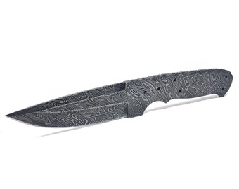 Custom Handmade 1095 Damascus Fixed Blank Blade for Knife Making with Pin Holes