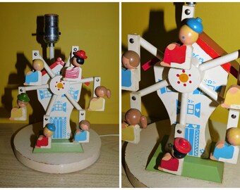 Vintage 70s Nursery Musical Ferris Wheel Lamp Irmi Nursery Originals Ferris Wheel Moving Lamp