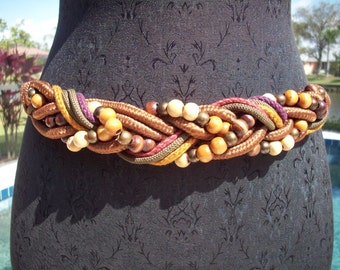 Vintage Rope and Wood Beaded Belt, S