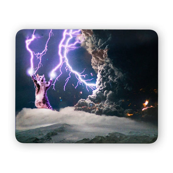 Lightning cat funny funny desk mouse pad meme mouse pad