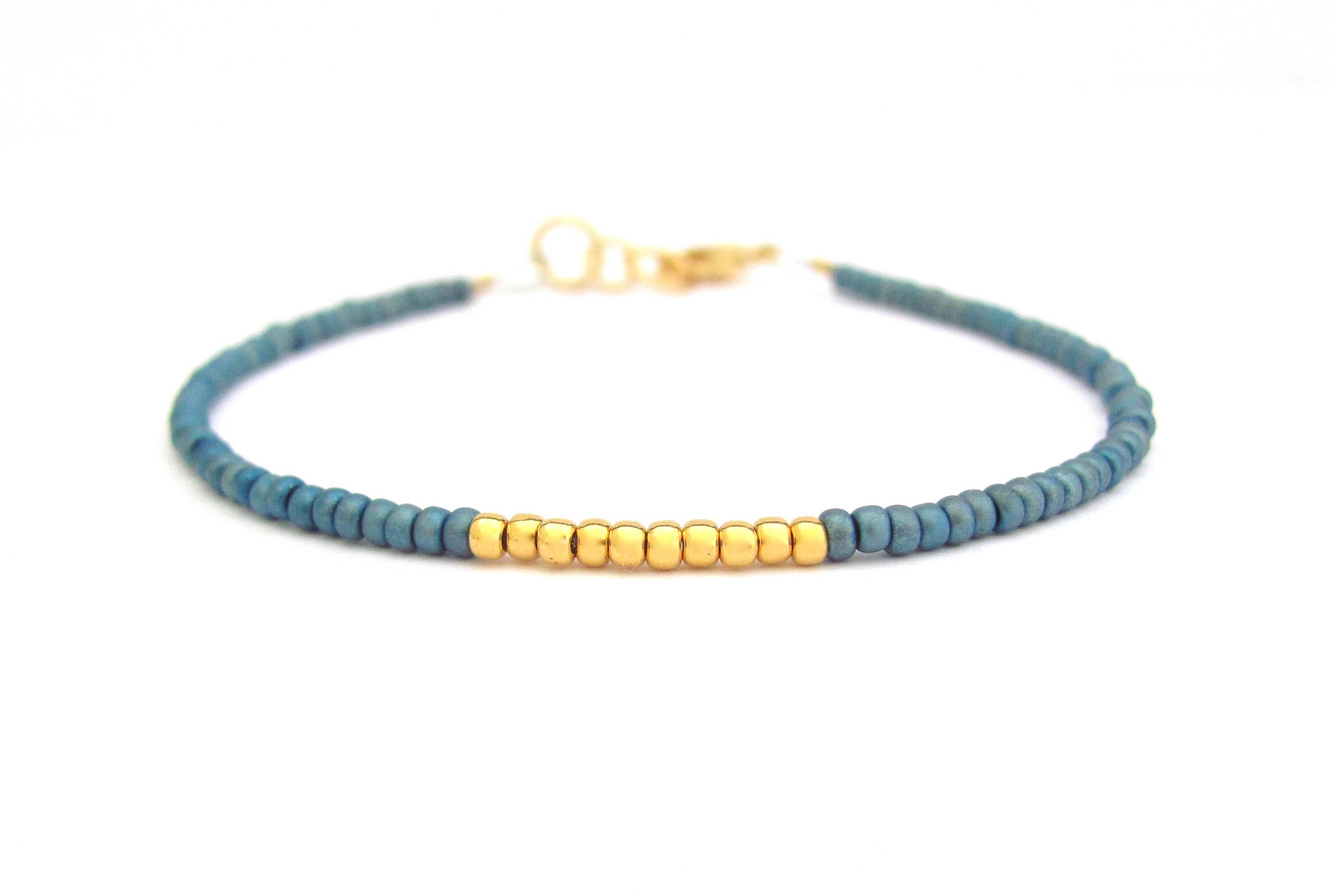 Friendship Bracelet Ocean Blue Friendship Bracelet 24K Gold