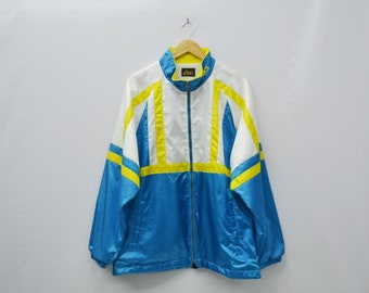 Asics Windbreaker Size L Vintage Asics Chiba Track & Field Jacket Asics Vintage Colorblock Activewear Jaspo O