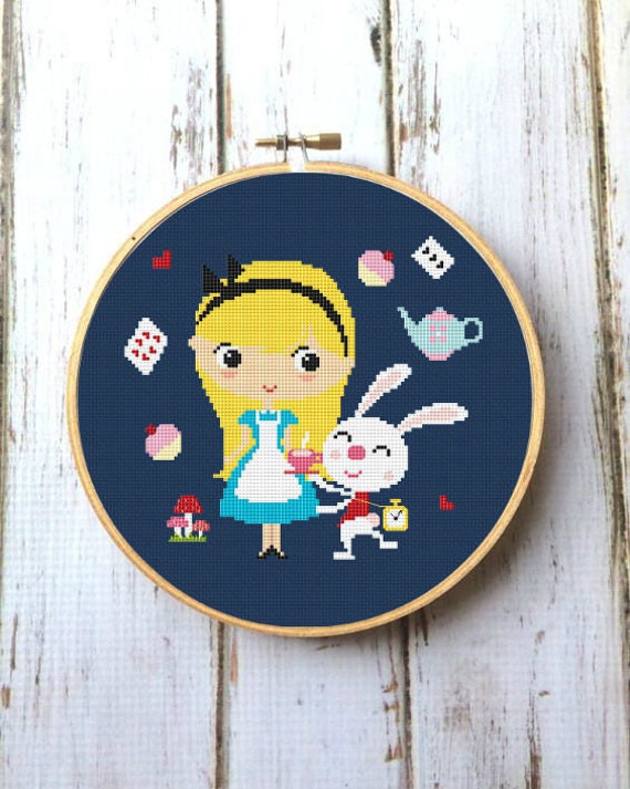 Alice in Wonderland cross stitch pattern Disney Alice Modern