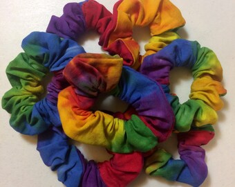 RAINBOW Tie Dye Scrunchie, Tie Dye Scrunchy, Hair Tie, Ponytail Holder, Scrunchie, Scrunchy, Hair Elastic