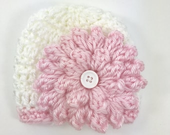 Crochet preemie hat, baby hat, baby girl hat, crochet baby hat, pink baby hat, crochet premie hat