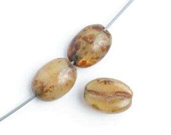20 Pieces Czech Glass Coffee Bean Beads-Cappuccino Brown 11x8mm (PG582)