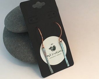 Copper & Hammered Sterling Silver Earrings