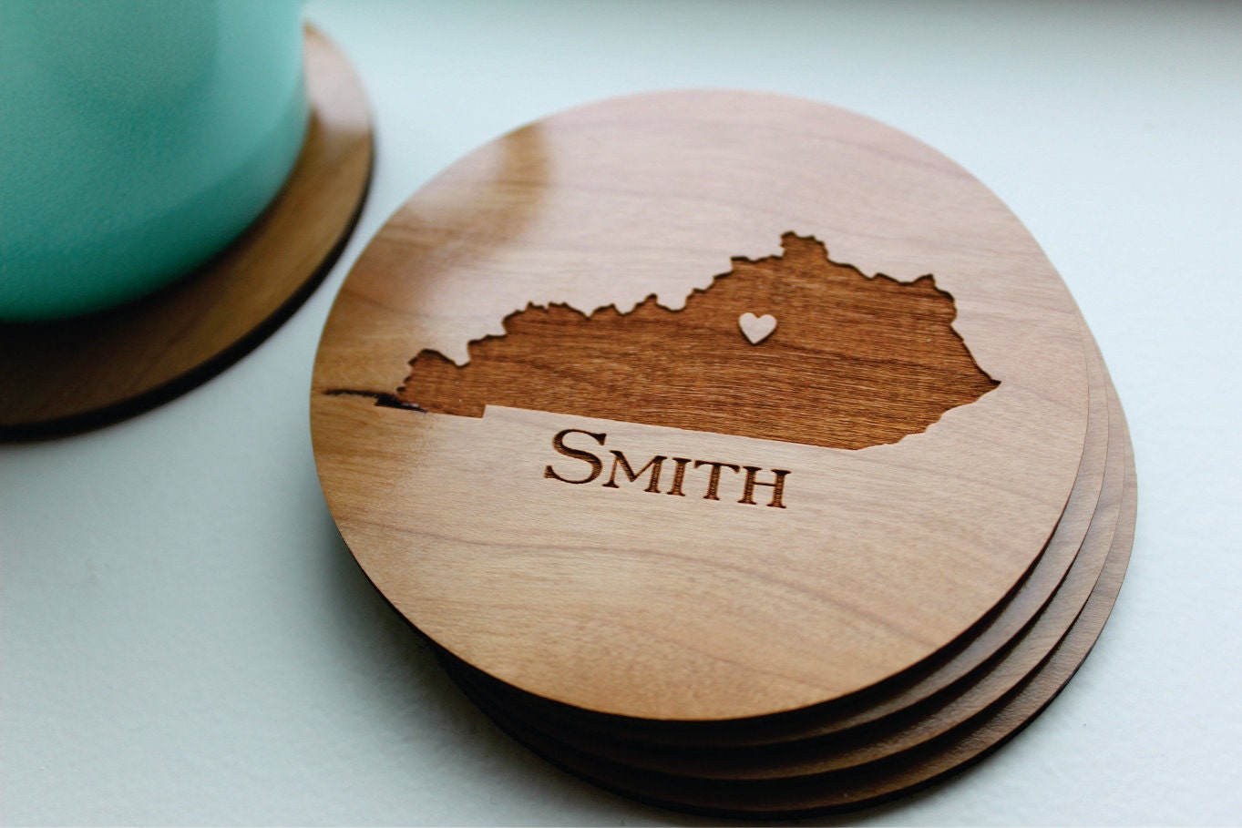 Personalized Wood Coaster Set Of 4 Custom Engraved Coasters