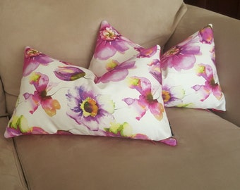 Floral Decorative Pillow-Pink, Purple, White Modern Throw Pillow cover