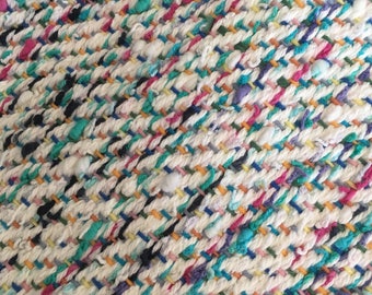 Hand Woven White Teal Fuchsia Cotton Table Runner - 13" x 48"