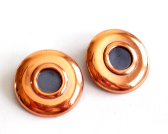 Modernist Renoir Earrings, Vintage RENOIR Copper Enamel Clip Earrings, MCM Copper, Copper Earrings, Renoir Jewelry