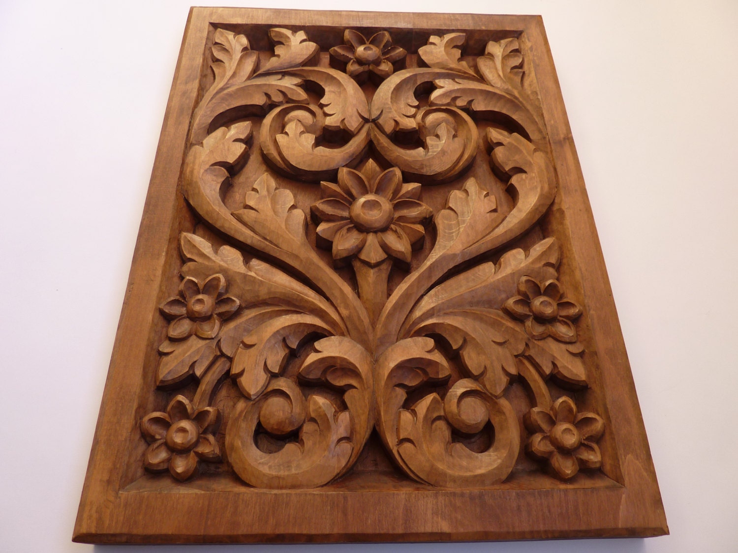 Woodcarving Wooden Flowers Wood Art Wall Hanging Home Decor