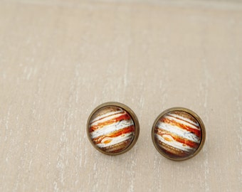 Jupiter Studs Earrings Solar System Jewelry Space Earrings Universe Earrings Tiny Studs Mens Earrings for men Gift for her Anniversary