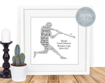 BASEBALL COACH GIFT - American Baseball Word Art - Printable Gift - Personalised Gift - Christmas Gift
