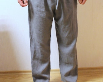 MENS LINEN pAJAMAS.PJ bottoms.mens lounge pants.in-side seam pockets. Mens pyjamas.Men"s lounge wear.mens nightwear.Linen Yoga pants