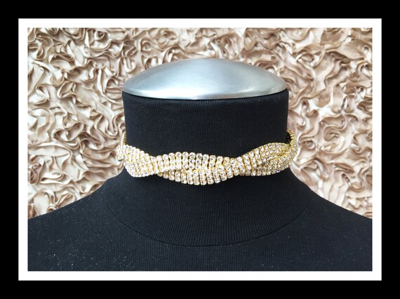 Gold Twisted Rhinestone Choker #C102