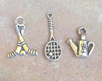 charms, add a charm, hockey, tennis, garden, watering can