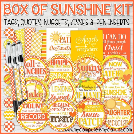 box of sunshine kit printable gift tags hello sunshine