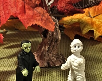 Frankenstein Figurine or the Mummy Figurines, Miniature Garden Witches, Halloween Decor