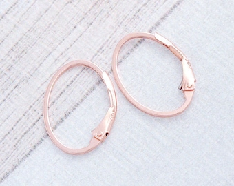 2 pairs of Sterling Silver Rose Gold Vermeil Style Oval Lever Back Earwires 12x17 mm. :pg0031