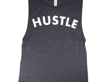 Hustle Tank....Boss Lady, #hustle, #momlife, Workout Tank, Muscle Tank Womens, Feminist Shirt, Women's Flowy Scoop Muscle Tank