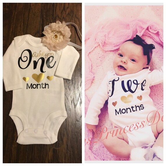 Adorable milestone onesies for baby's first yearMonth old