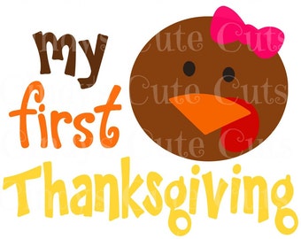 My First Thanksgiving Turkey Girl Cuttable, dxf, eps, png, jpeg, svg, silhouette, circuit
