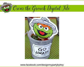 OSCAR THE GROUCH Instant Download,Oscar the Grouch Digital Files,Sesame Street Party Printable,Elmo Party Decor,Oscar Silhouette with Sign.